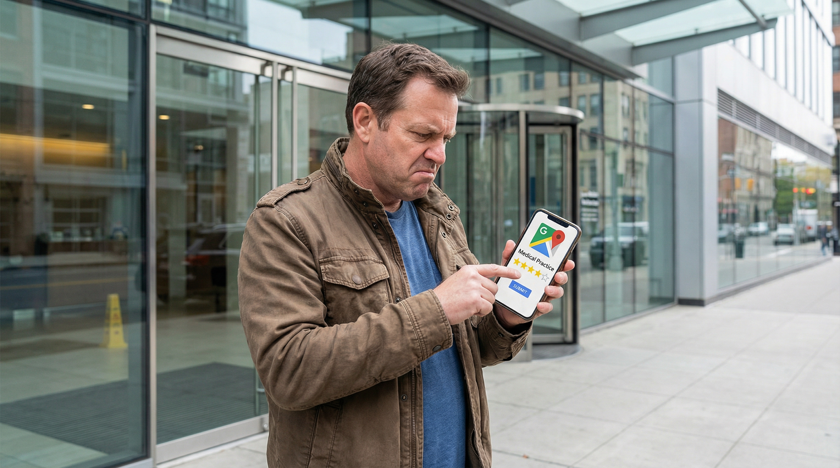 Patient bewertet Praxis direkt mit 1 Stern